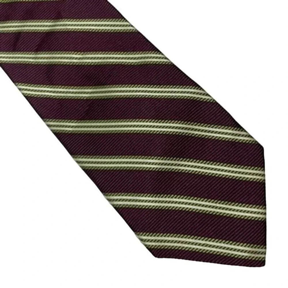 Brooks Basics Silk Tie Striped Maroon Green White Classic NWT‎ Preppy Officecore